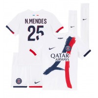 Paris Saint-Germain Nuno Mendes #25 Vieras Peliasu Lasten 2024-25 Lyhythihainen (+ Lyhyet housut)